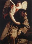 GENTILESCHI, Orazio St Francis and the Angel fdg oil painting on canvas